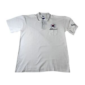 Lecaf Polo Shirt Mens 190 White‎ New South Korea Flag Athletic Pique TK-1031